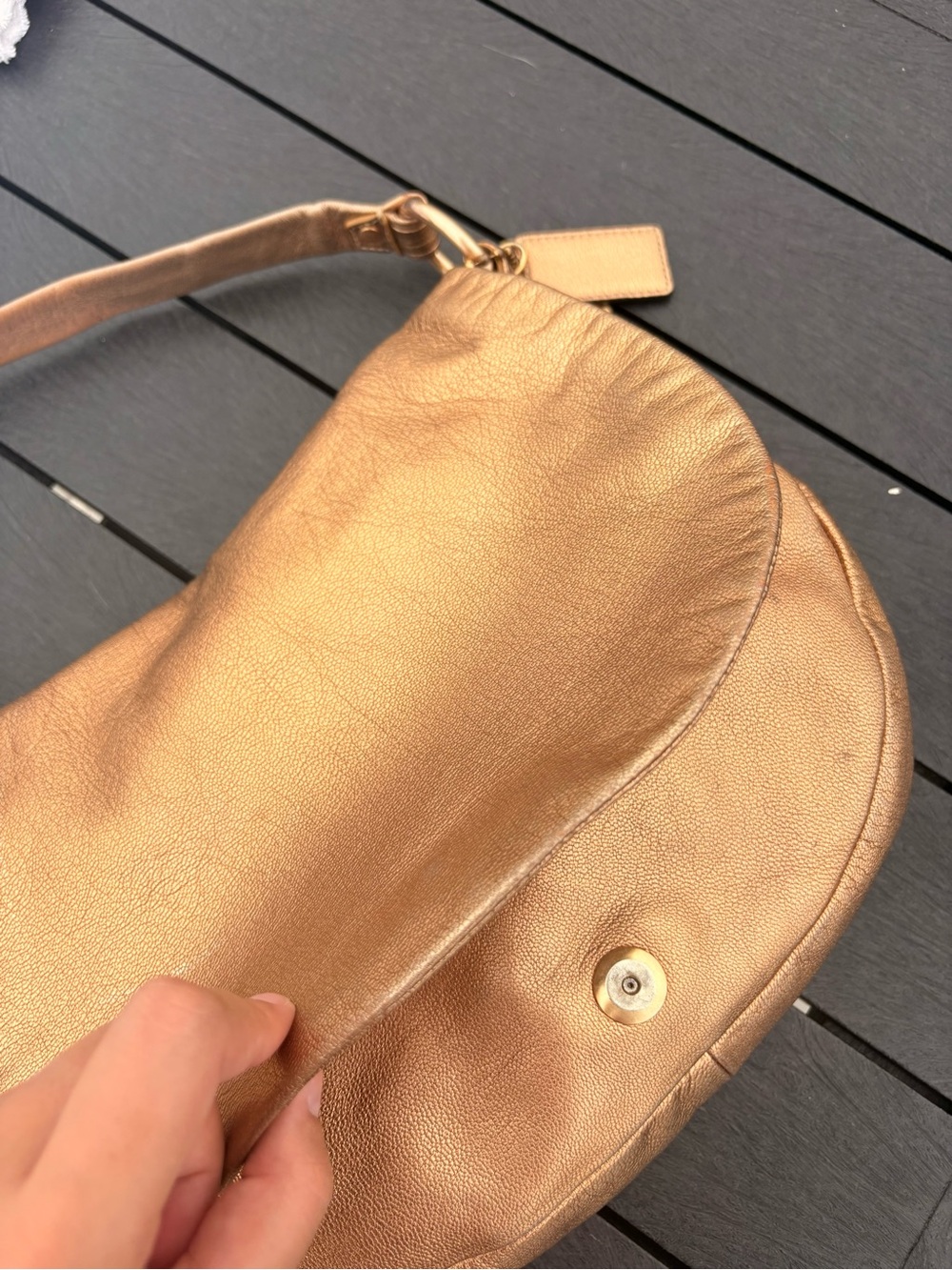 Coach Metallic Gold Ali Flap Shoulder Bag - Picture 6 of 11